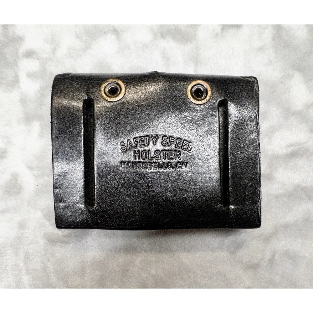 Vtg Safety Speed Double Stack Magazine Black Leather Holster Made In USA